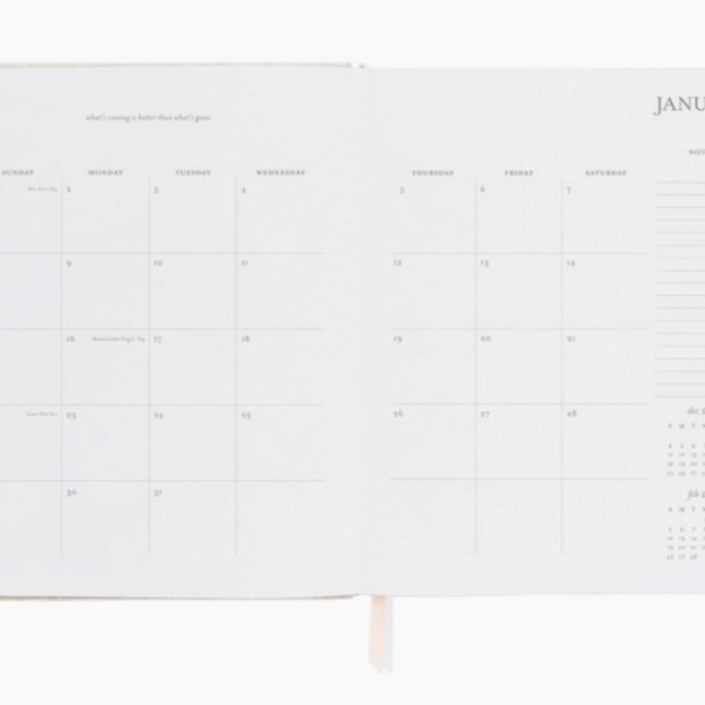 2023 Desk Agenda Planner Notebook by Sugar Paper in Flax color with gold finish - Picture 2 of 2